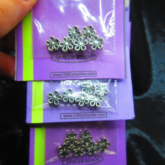 Silver Plated Flower Beads 6Pcs In Each Package Lot Of 3 Packages - Picture 3 of 3